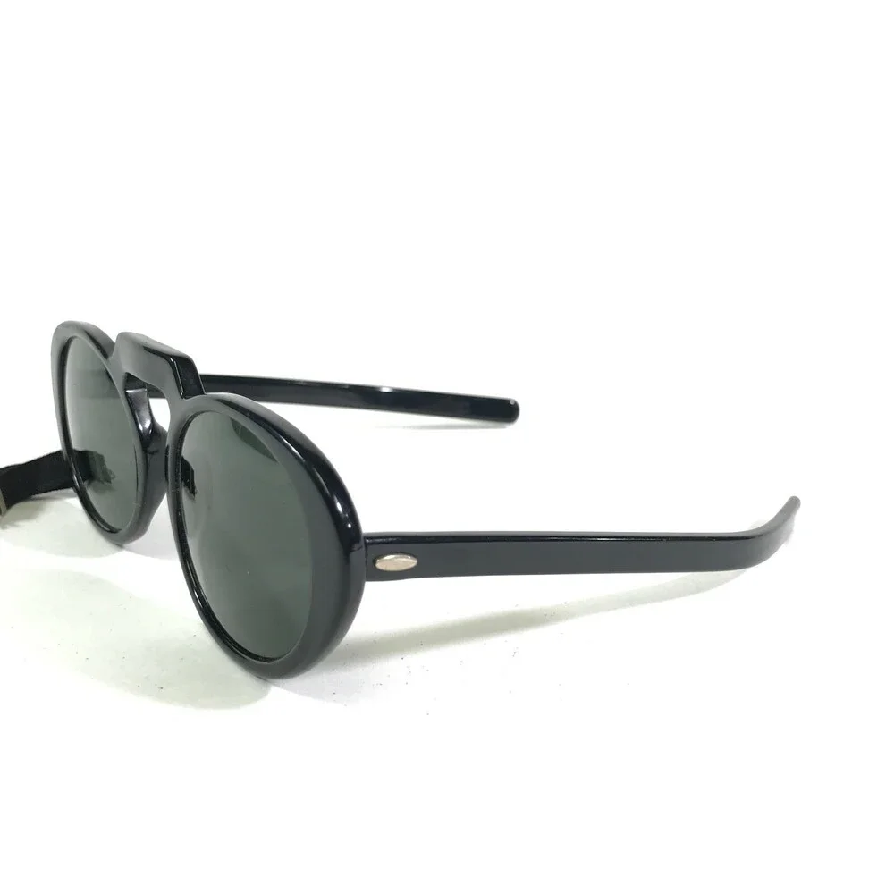 Vintage Suntimer Sunglasses S-633 Black Round Frames with Green Lenses 48-17-140